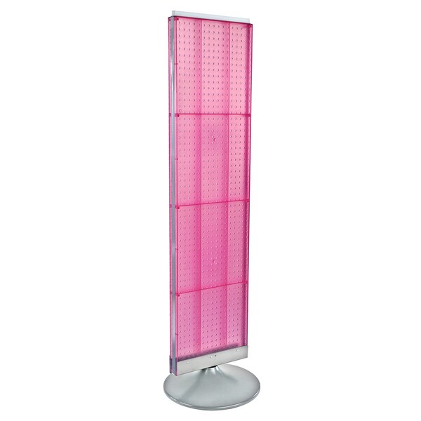 Two-Sided Pegboard Floor Display on a Silver Round Non-Revolving Base